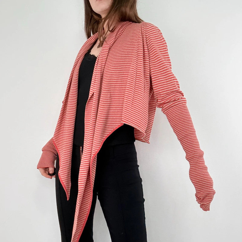 slouchy striped wrap cardigan