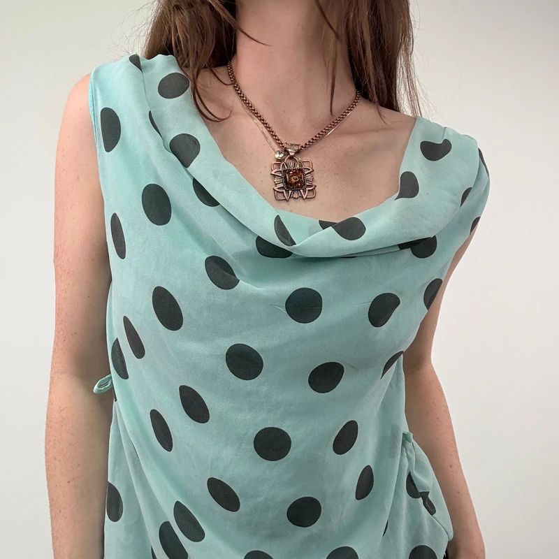 Slouchy Silk Polka Dot Vest