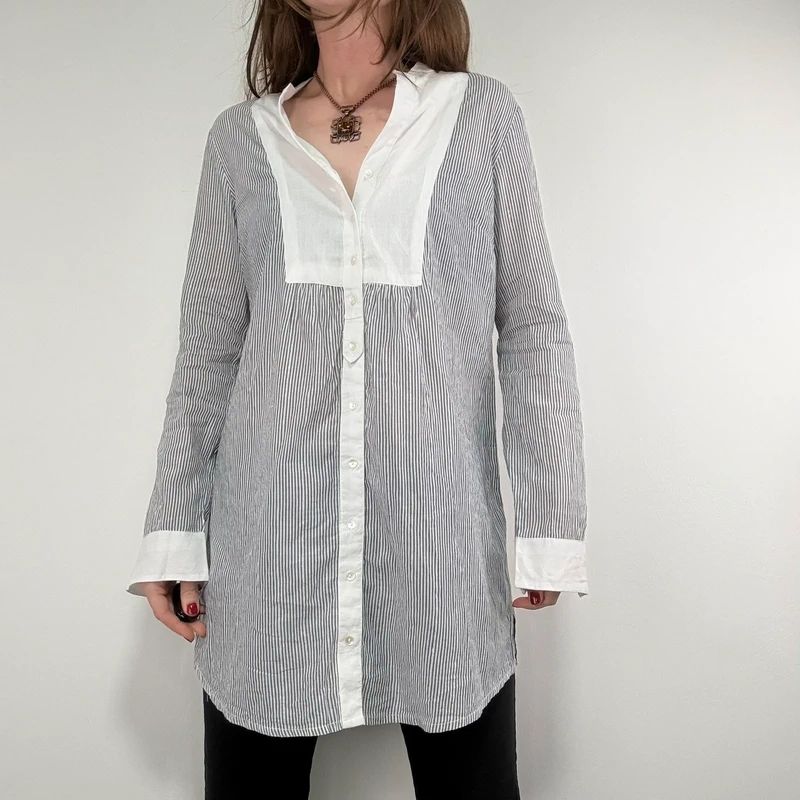 pinstripe cotton long shirt