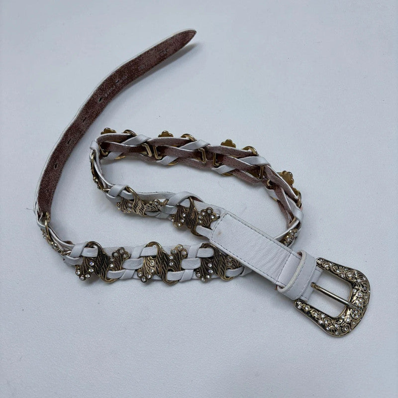 gold chunky leather belt