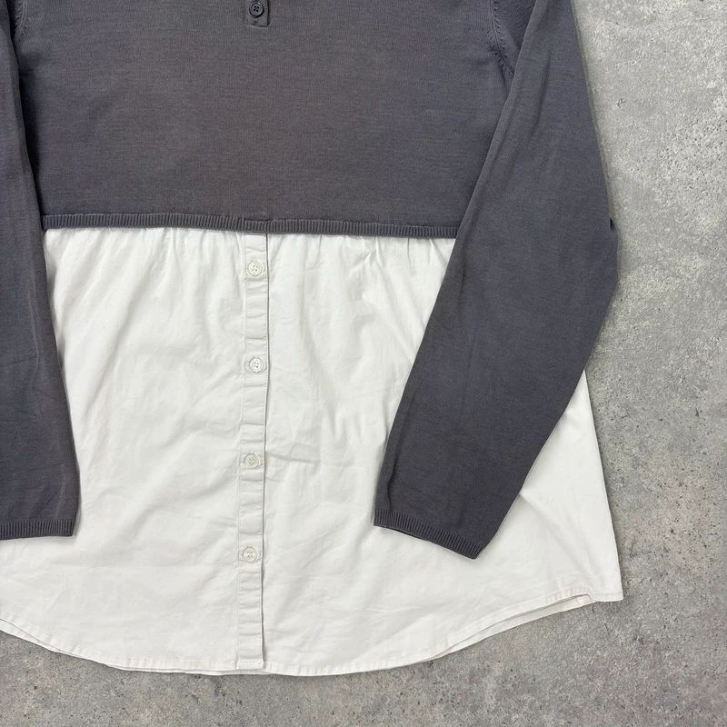 flared white shirt layered long sleeve top
