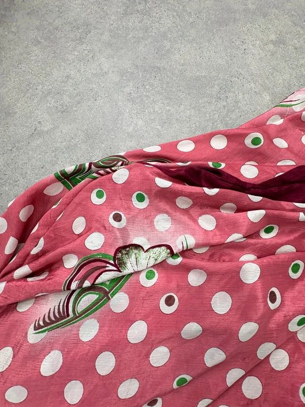 pink polkadot handkerchief maxi dress