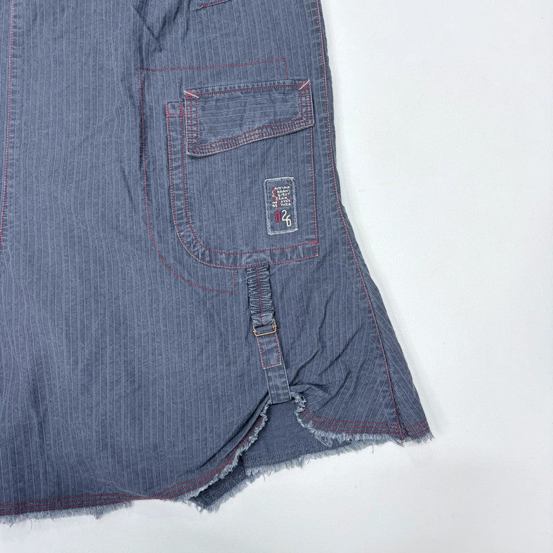 dark wash denim pinstriped structured skirt