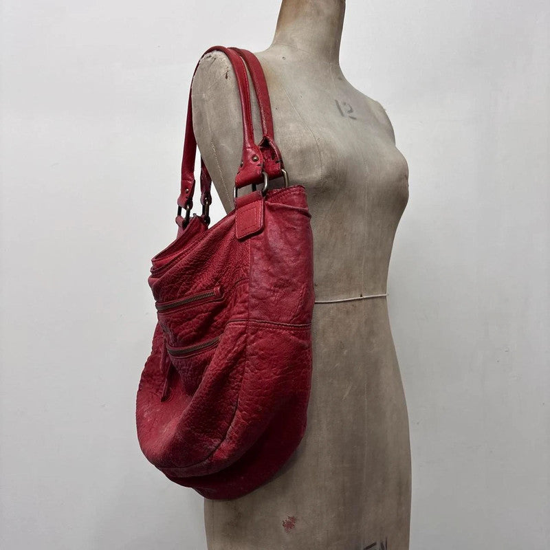 oversized red slouchy leather bag