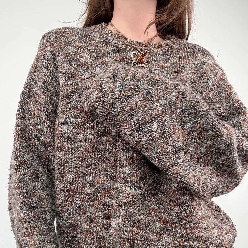 brown chunky knitted oversized jumper