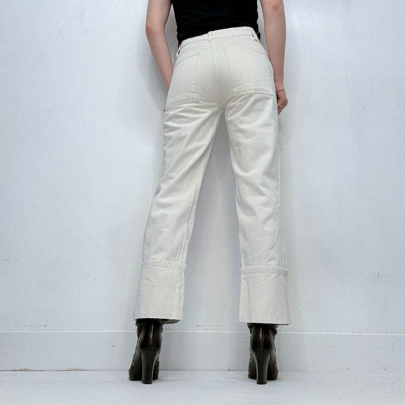 white zara cuffed jeans