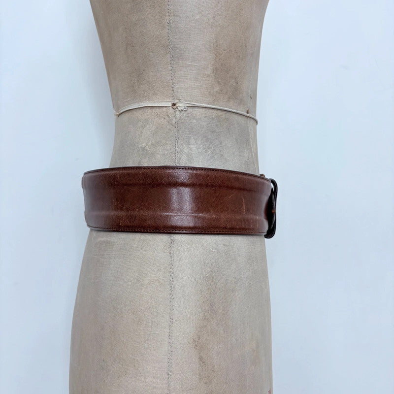 brown leather distressed thick belt