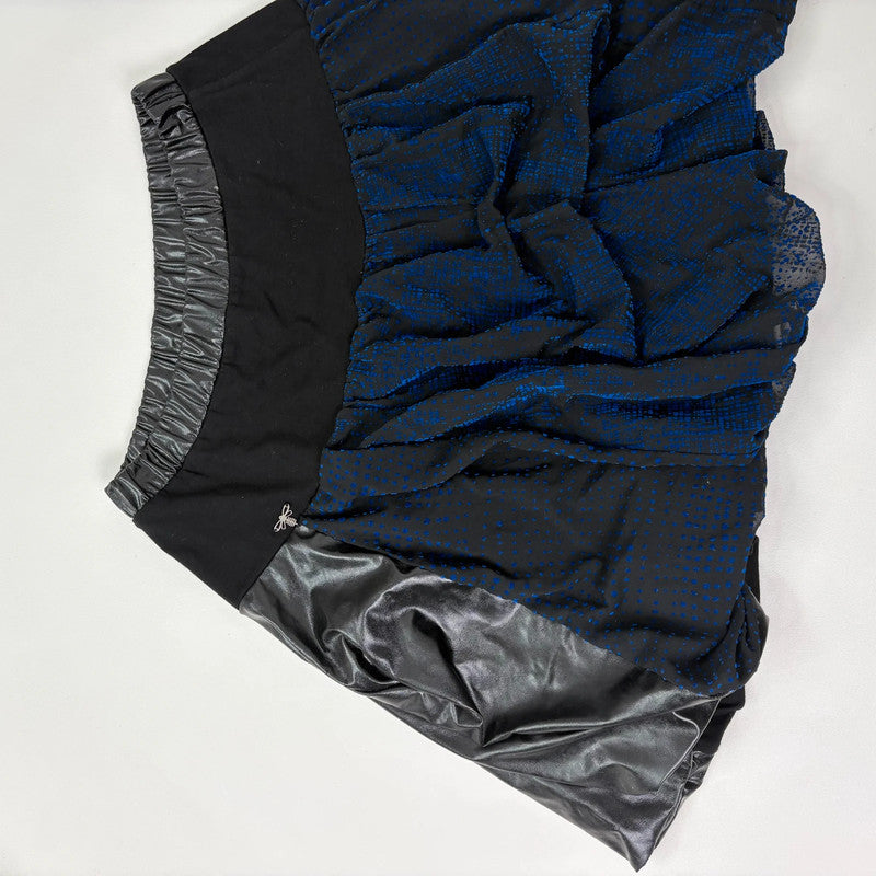 black gathered draped puff skirt