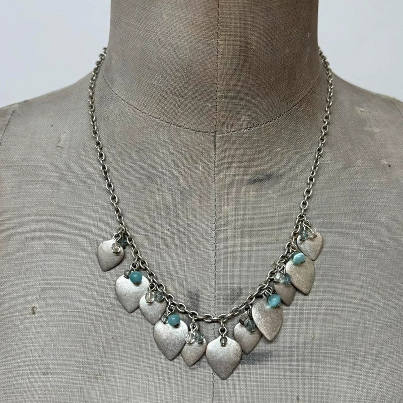 metal silver love heart necklace