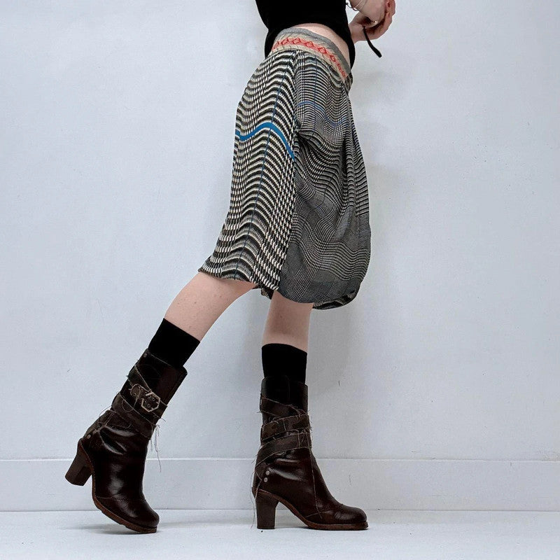 pinstripe checked puff skirt