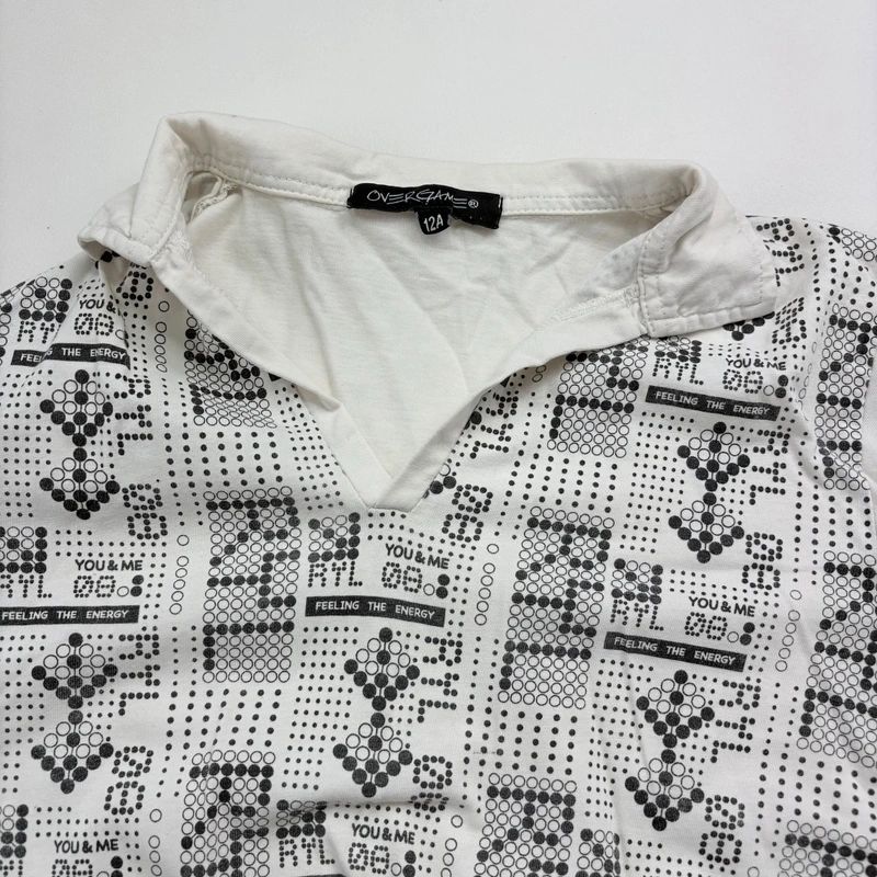 White Graphic printed Polo Shirt