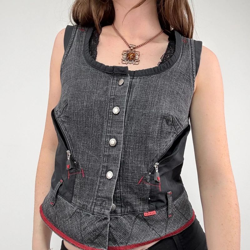 distressed structured utility vest