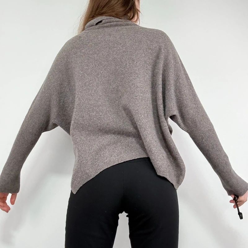 brown slouchy cashmere batwing jumper