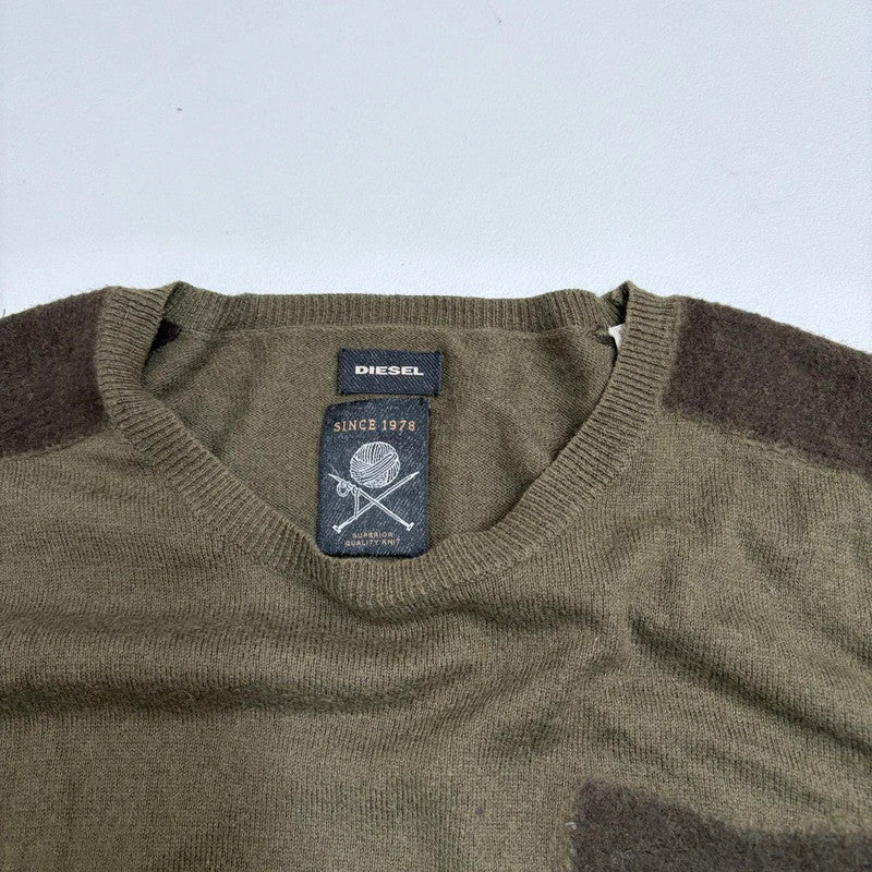 khaki wool knitted military jumper