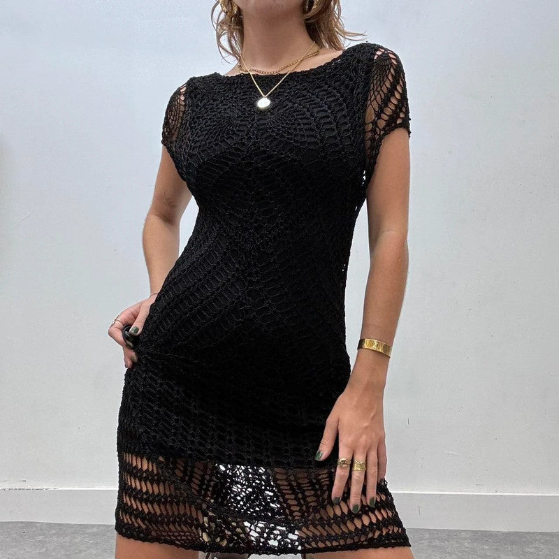 sheer layered crochet summer dress
