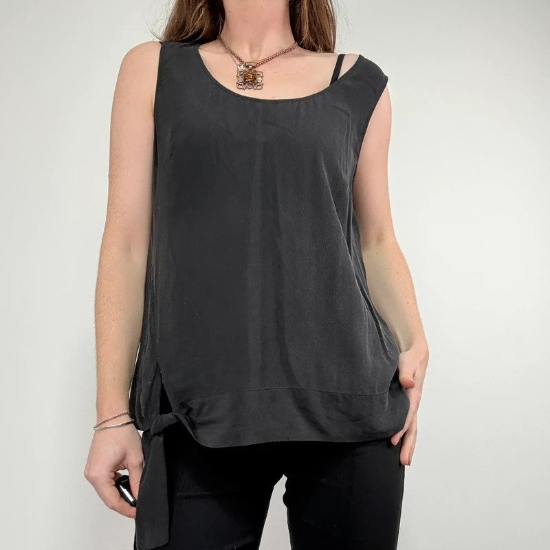 slouchy Silk allsaints asymmetric black vest