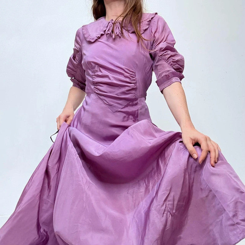 purple antique maxi ruched dress