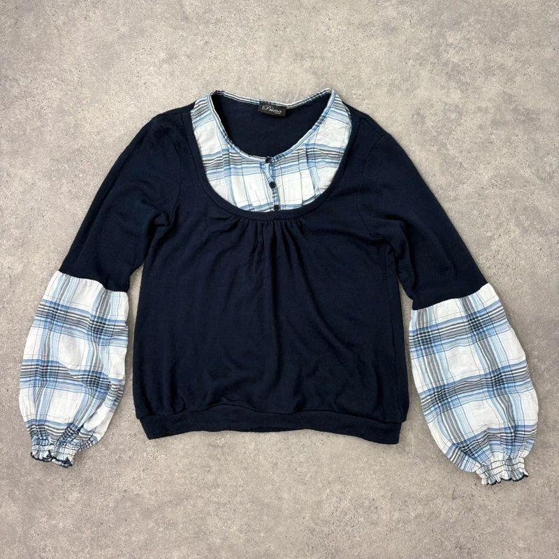 navy layered shirt jumper