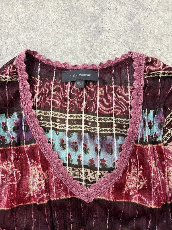 Mesh paisley boho layered graphic summer t-shirt