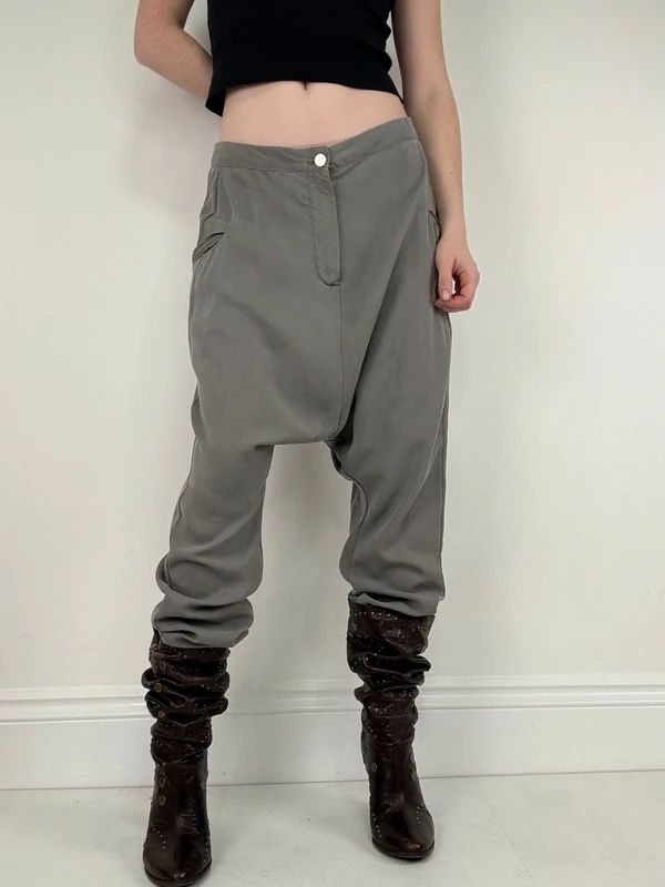 Silver slinky harem pants batwing trousers