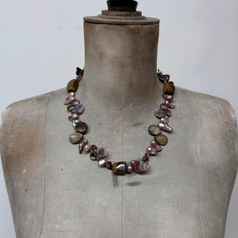 pearl crystal gemstone necklace