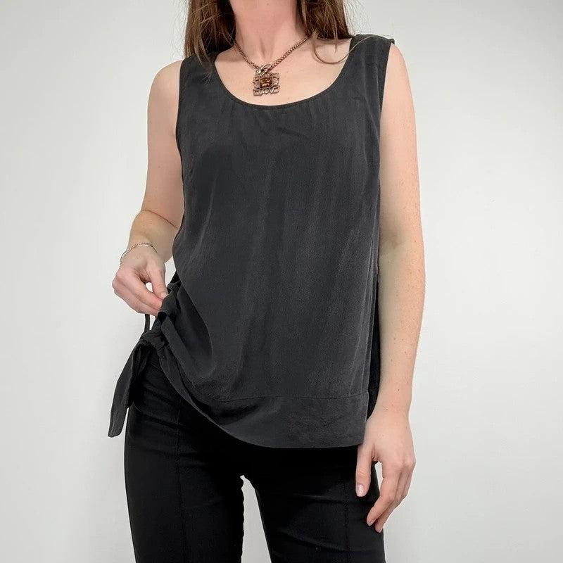 slouchy Silk allsaints asymmetric black vest