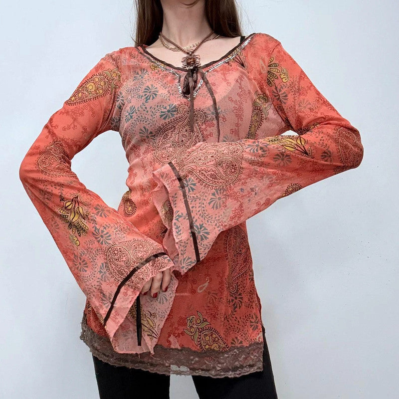 Bell flare paisley hippie fairy shirt