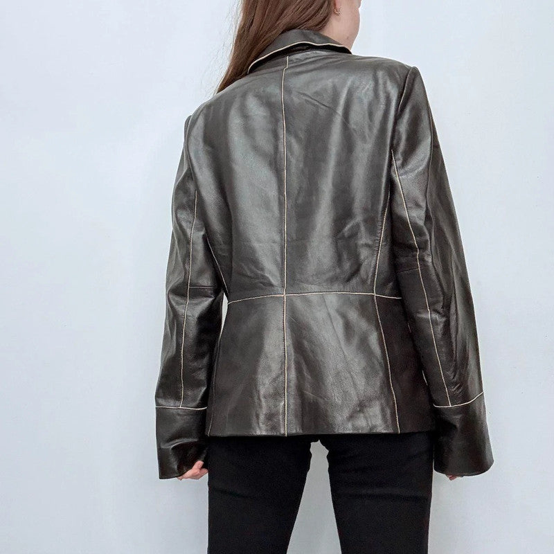 black leather minimalist jacket