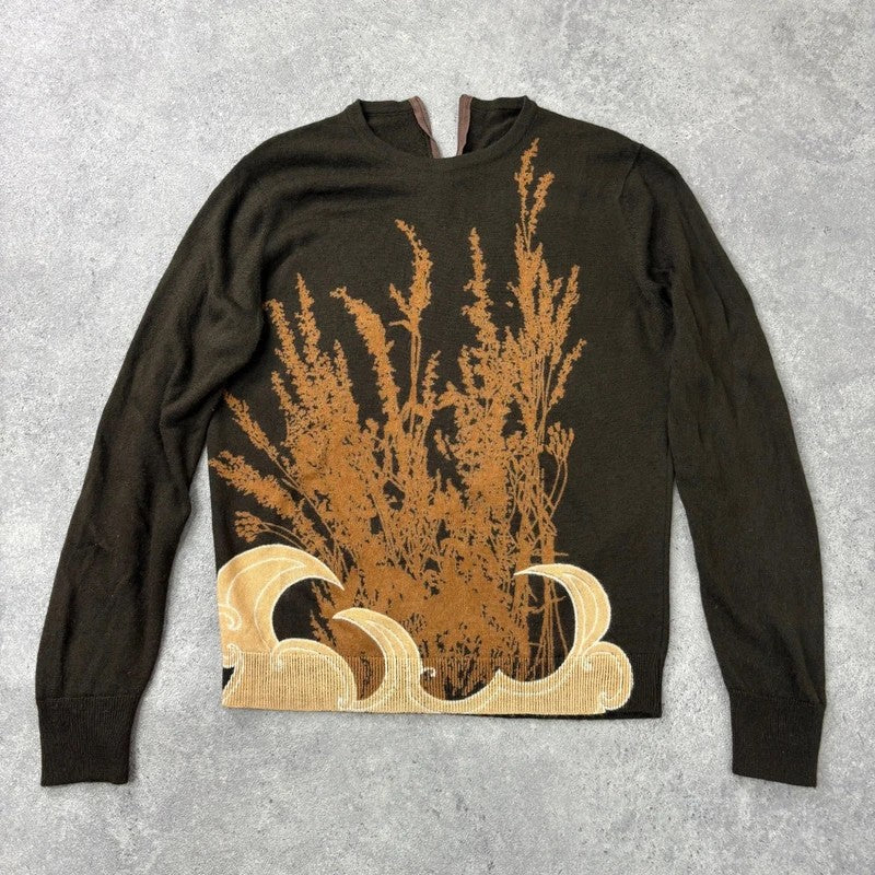 brown earthy graphic printed Y2K jumper