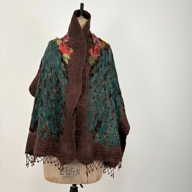 brown felt silk boho fairy scarf