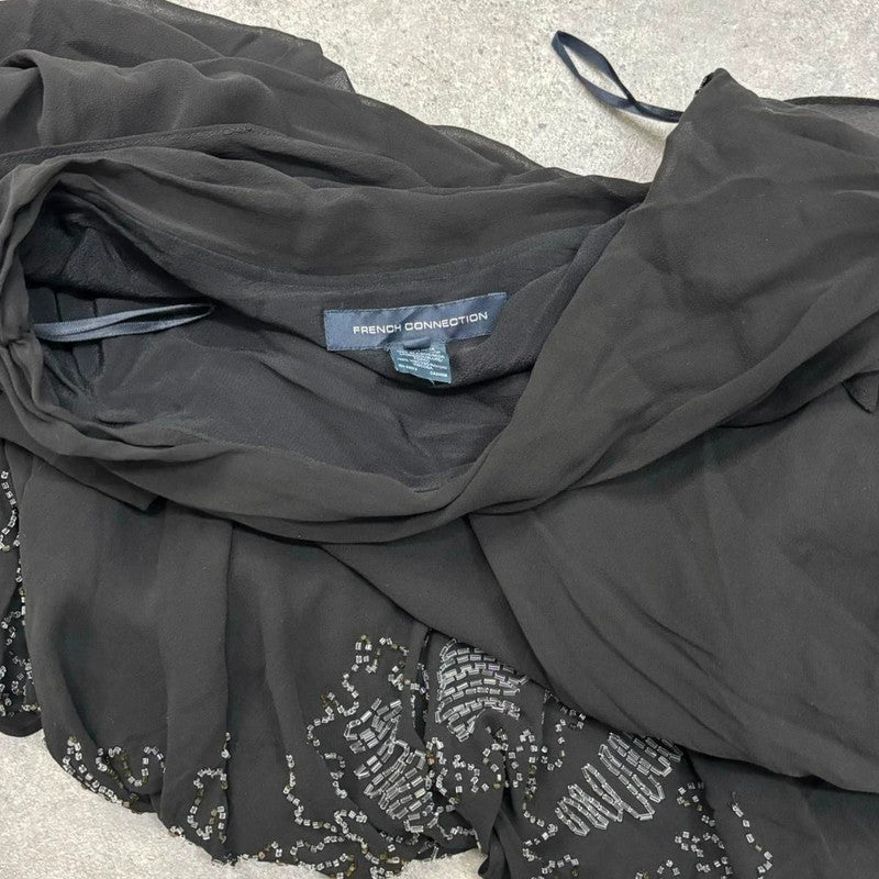 flared layered beaded silk drape skirt UK 10