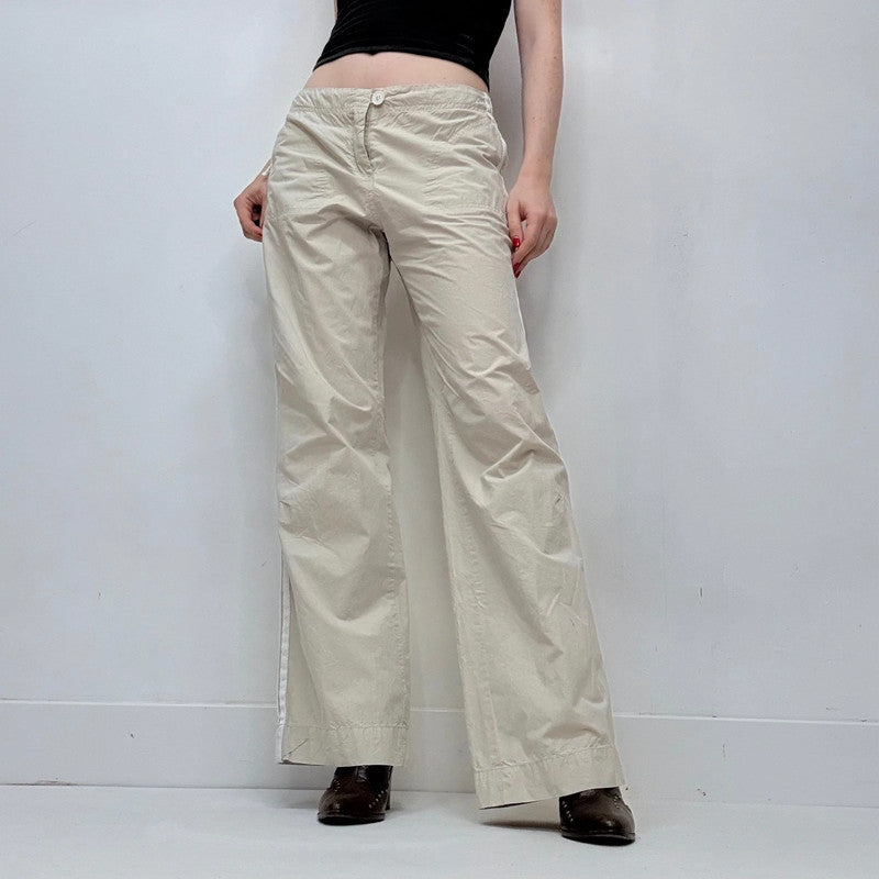 low rise wide leg flared trousers