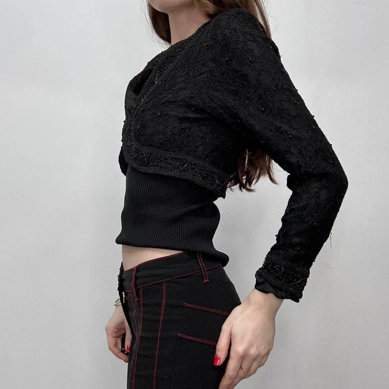 black cropped beaded jacket