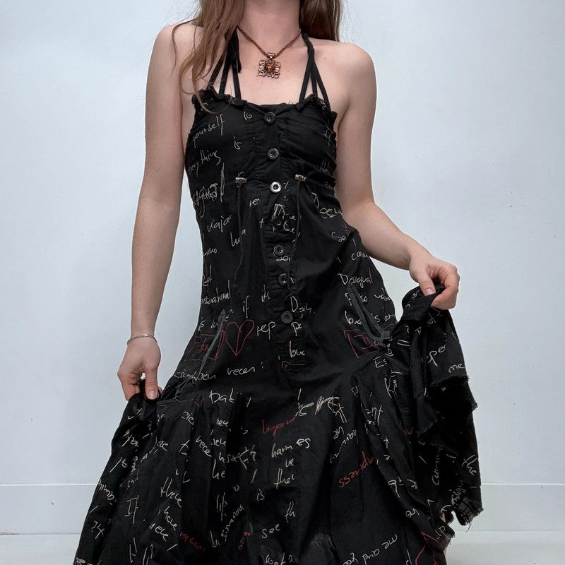 graphic printed text desigual flared dress
