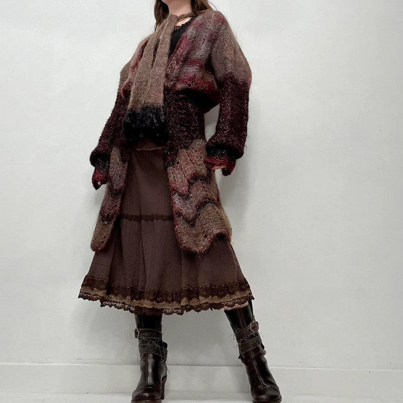 sheer mohair knit long cardigan