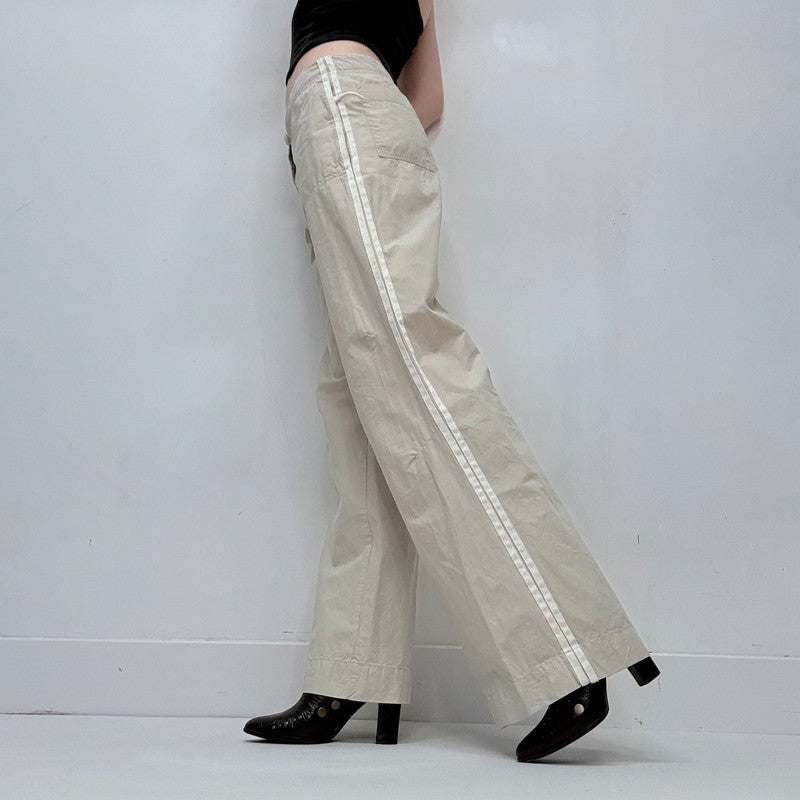 low rise wide leg flared trousers