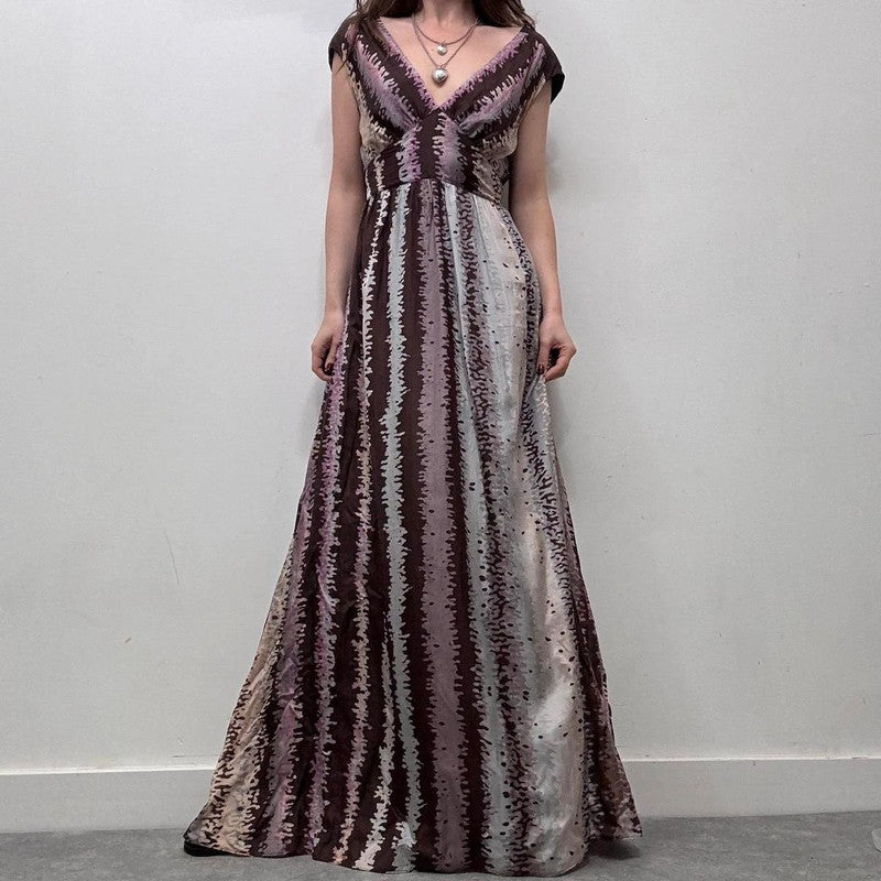 silk patterned floaty maxi dress