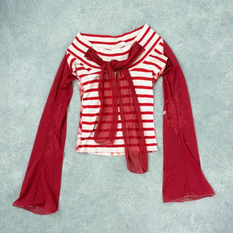 Save the Queen striped flared shirt