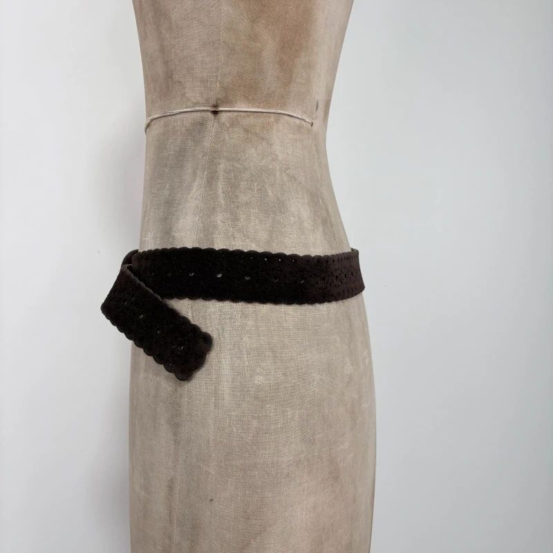 dark brown suede leather belt
