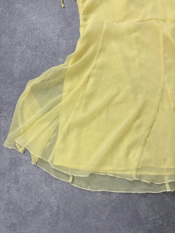 Floaty flutter butter yellow fairy mini dress