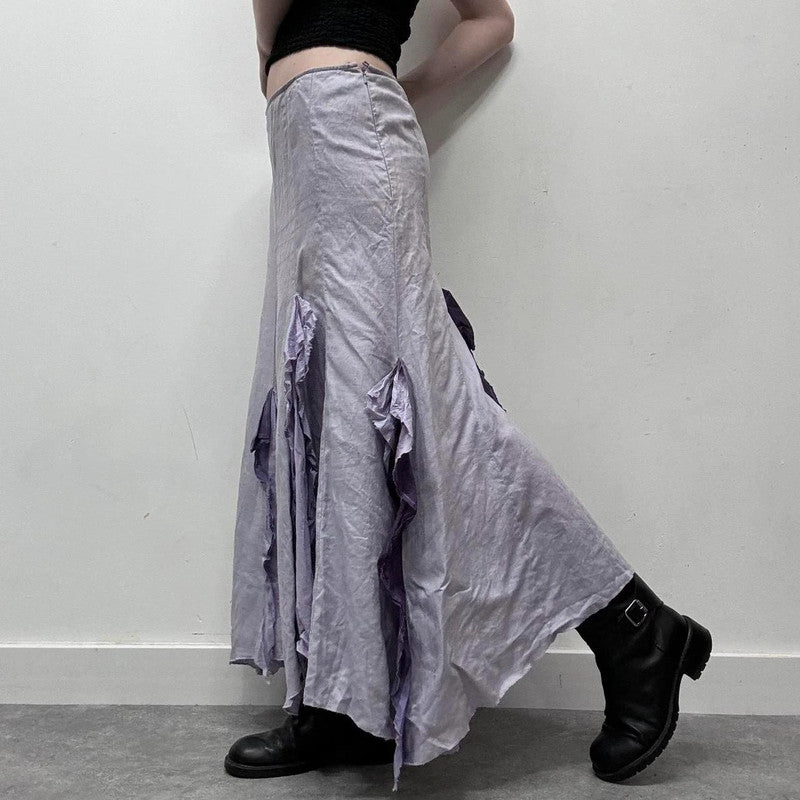linen ruffle fairy maxi skirt