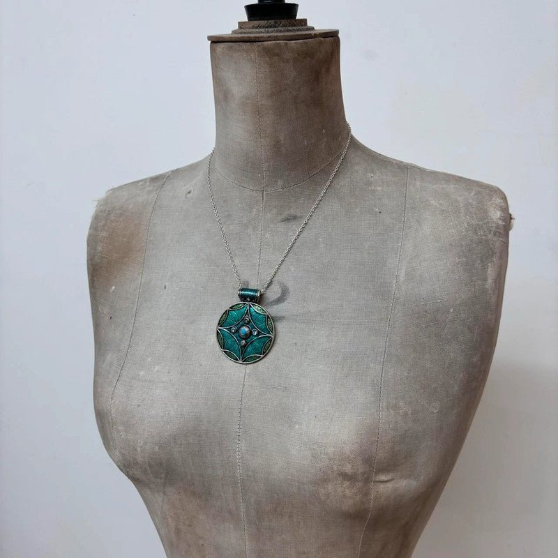 blue enamel hippie necklace