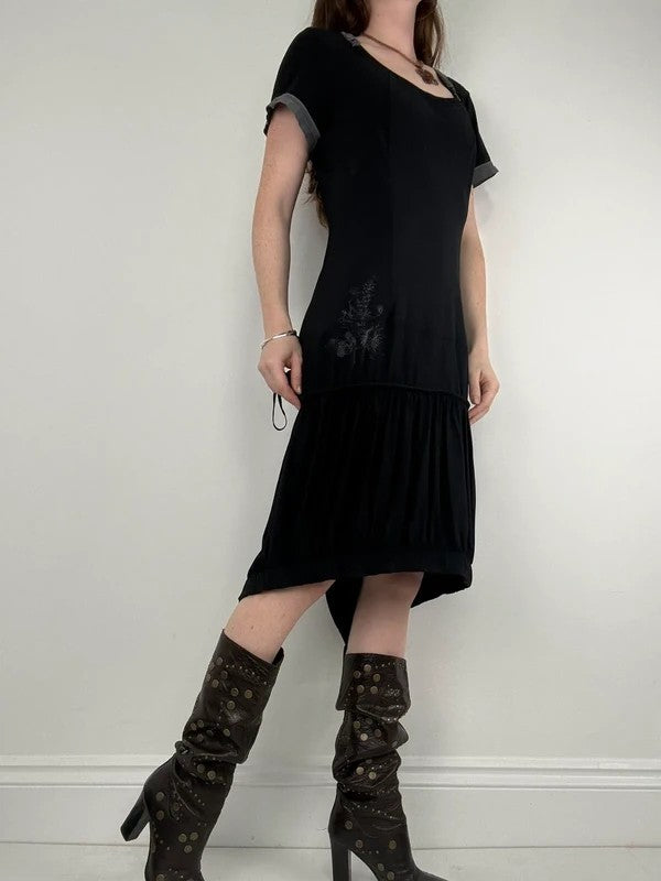 Black jersey slouchy grunge t-shirt dress