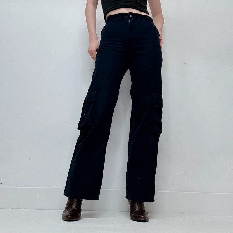 navy fitted flared Dior cargo pants