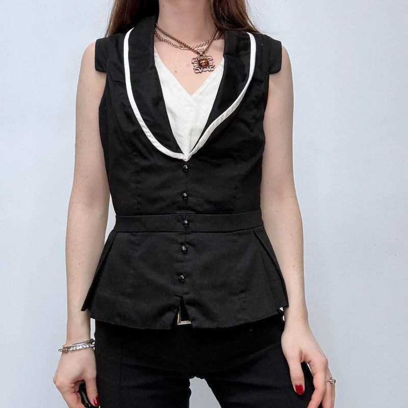 fitted black double waistcoat