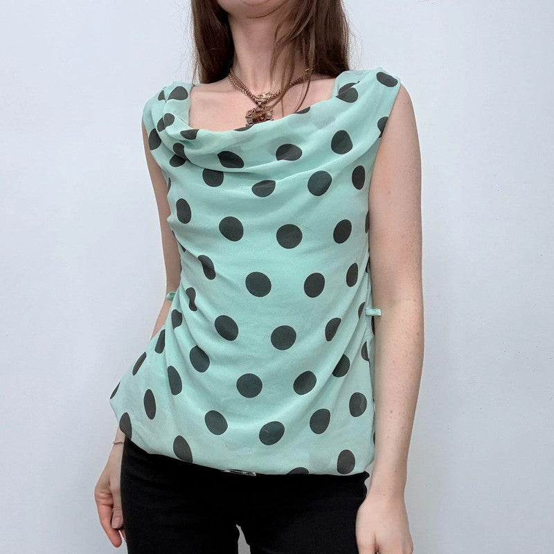 slouchy silk polka dot vest