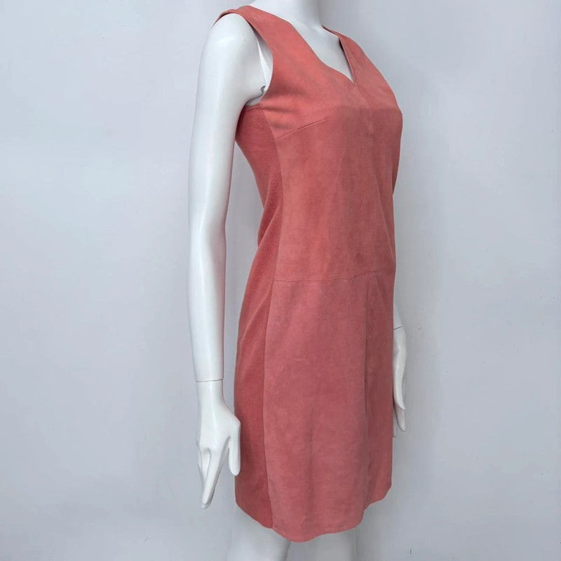 Ralph Lauren suede coral fitted dress