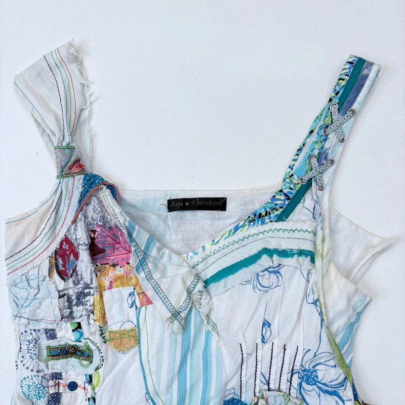 patchwork grunge fairy white dress