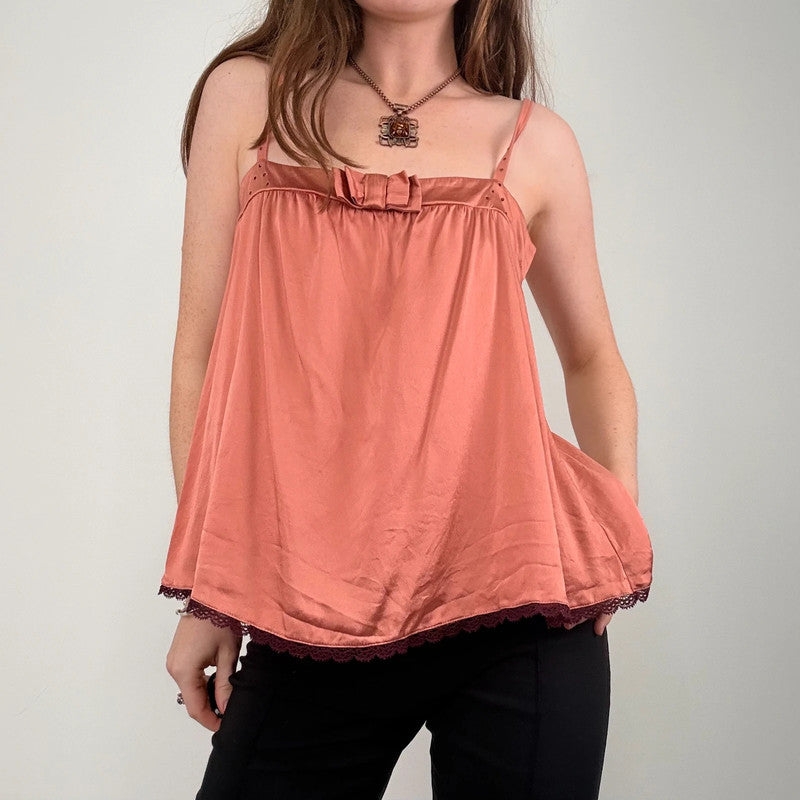 pink silk pleated flared vest