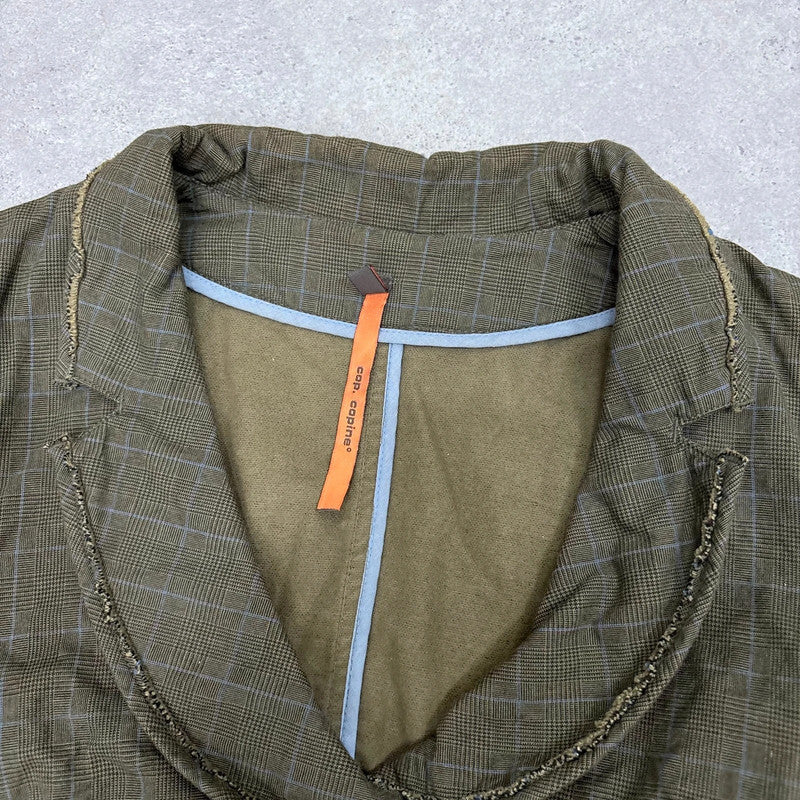 Cop Copine khaki green pinstriped flared utility jacket